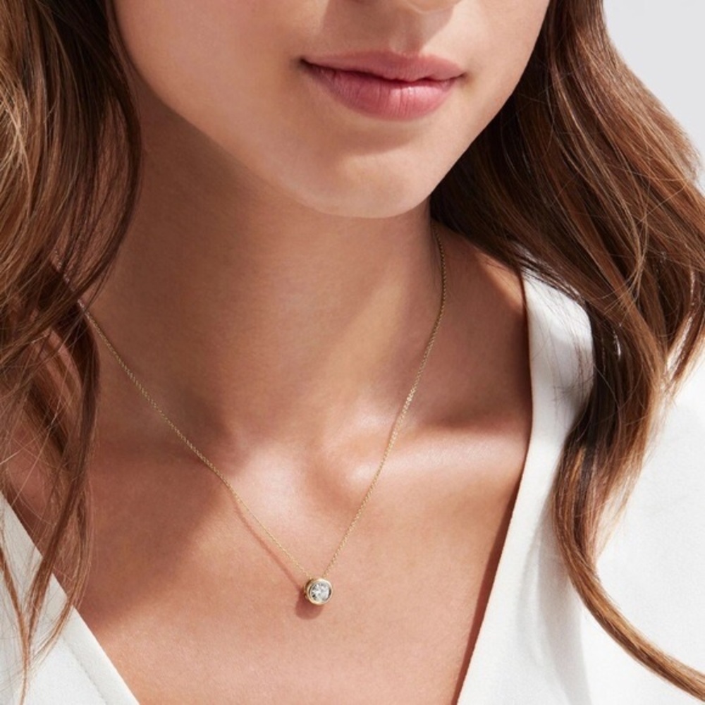 ❤️ Solid 14k Gold Solitaire Diamond Bezel Set Pendant Only - 14kt gold